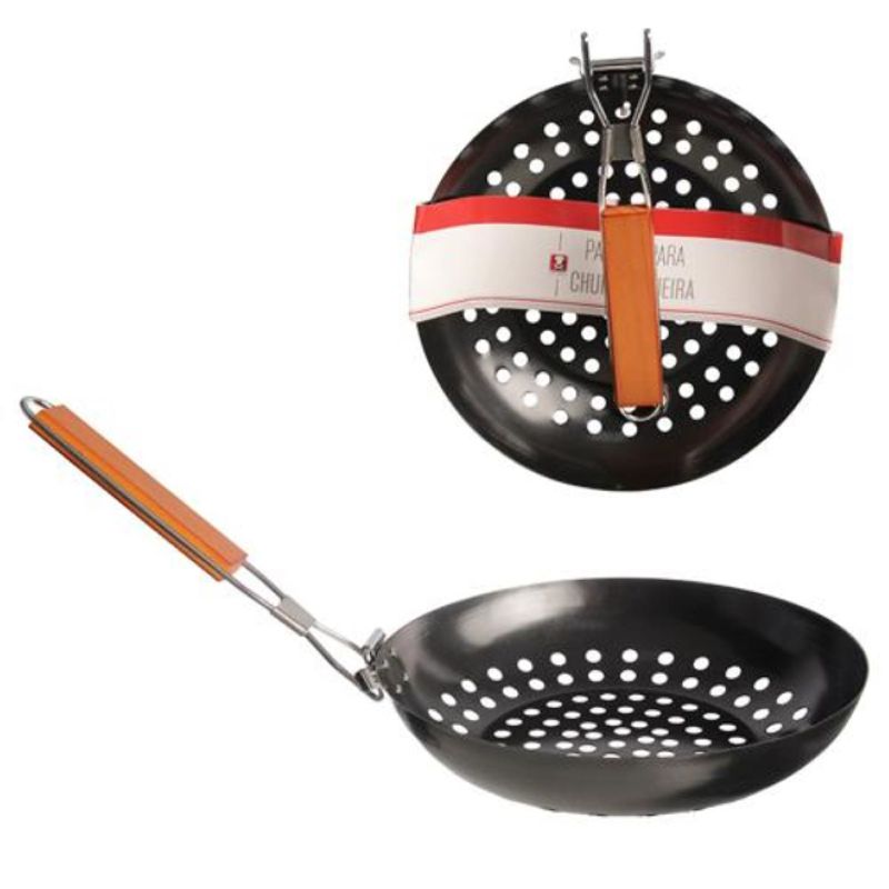 Grelha para Churrasqueira com Cabo Dobrável Redonda 28cm