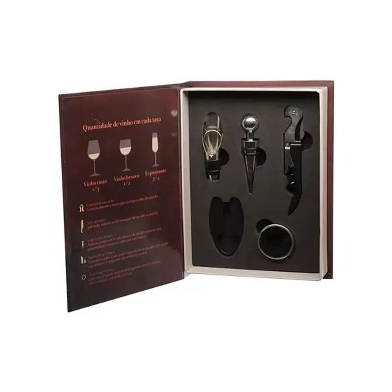 Kit Livro com 5 Acessórios para Vinho