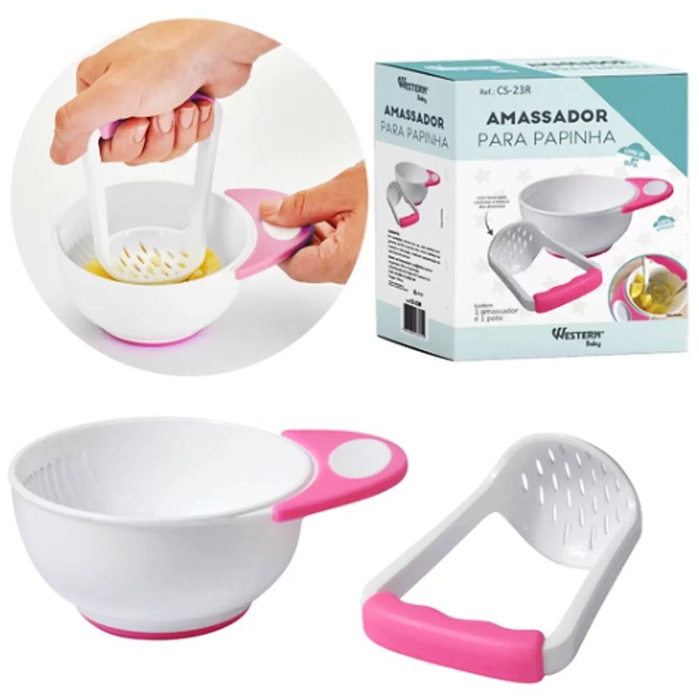 Amassador para Papinha Rosa 15x6cm Western Baby
