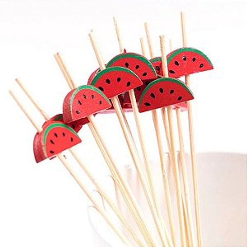 Enfeite Bambu Espeto Petisco Melancia Com 20 Art Lille