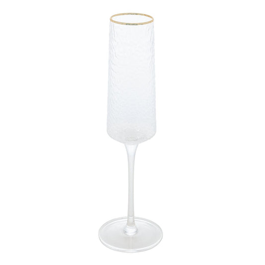Taca Para Champanhe De Cristal Ecologico Martelado Com Fio De Ouro 300ml Lyor