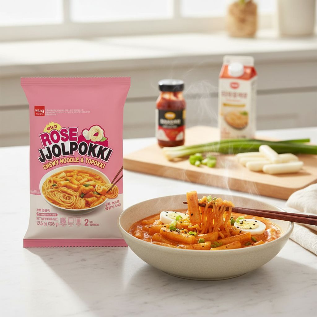 Massa de Arroz com Macarrão Molho Rosé Jjolppokki 355g Wang