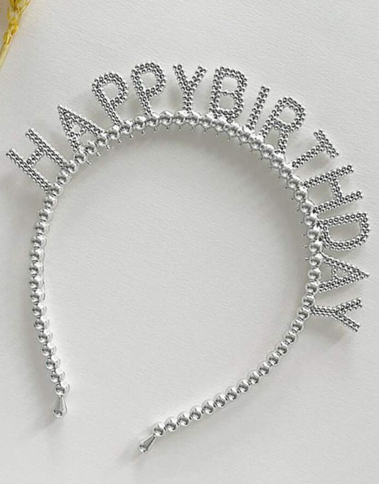 Enfeite Plastico Tiara Happy Birthday Prata Unitario Art Lille