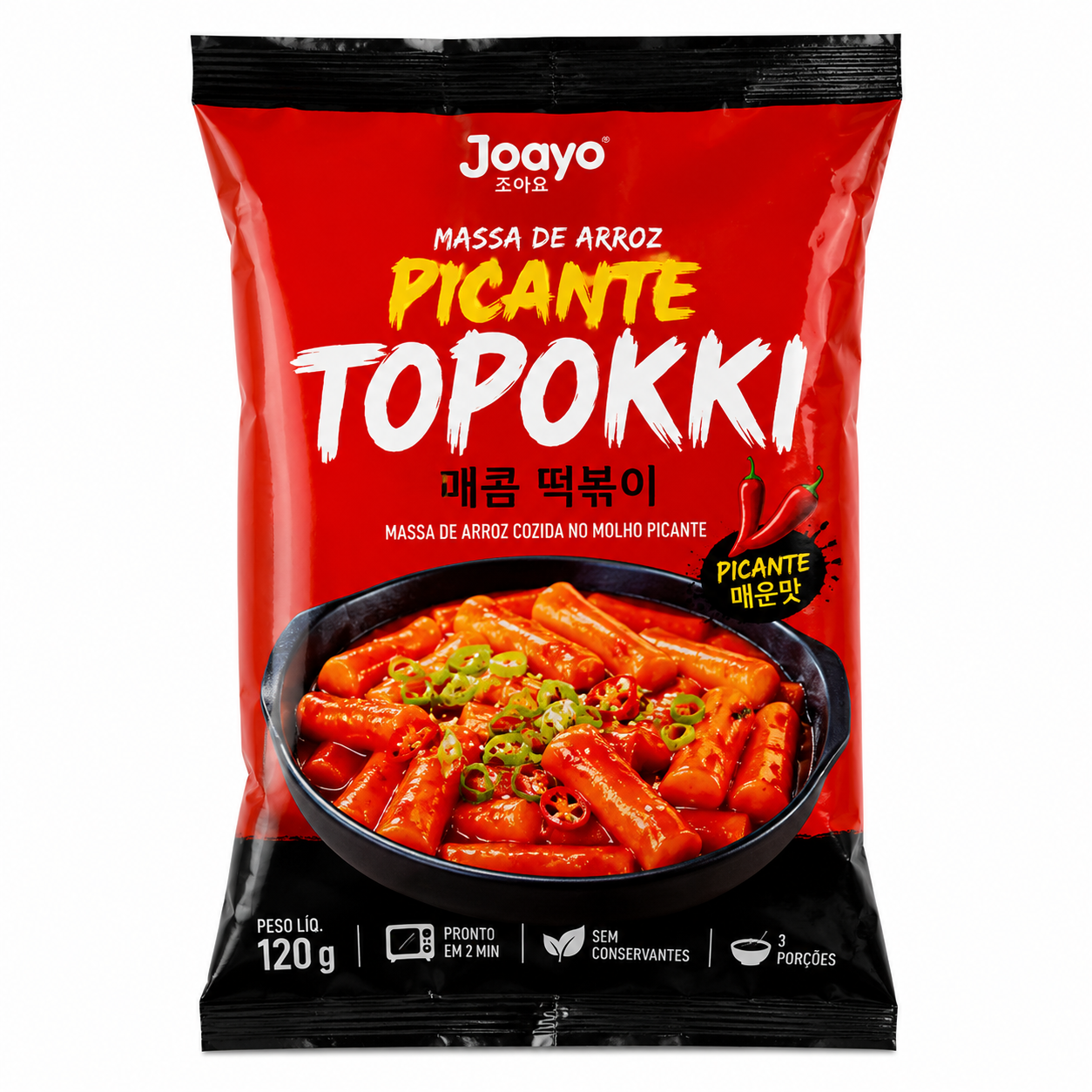 Massa de Arroz Picante Topokki 120g - Joayo