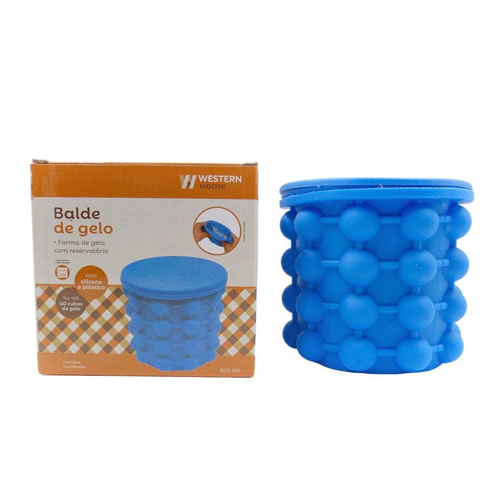 Mini Balde Forma de Gelo Silicone 13x13x12cm