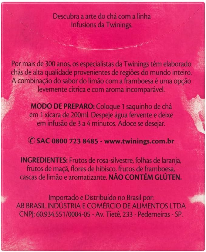 Chá Limão e Framboesa com 10 Sachês 15g Twinings
