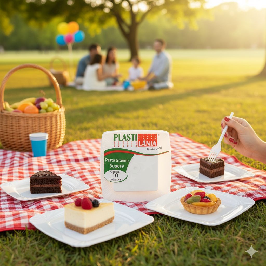 Prato Quadrado em Acrílico 21cm com 10 Unidades Plastilânia