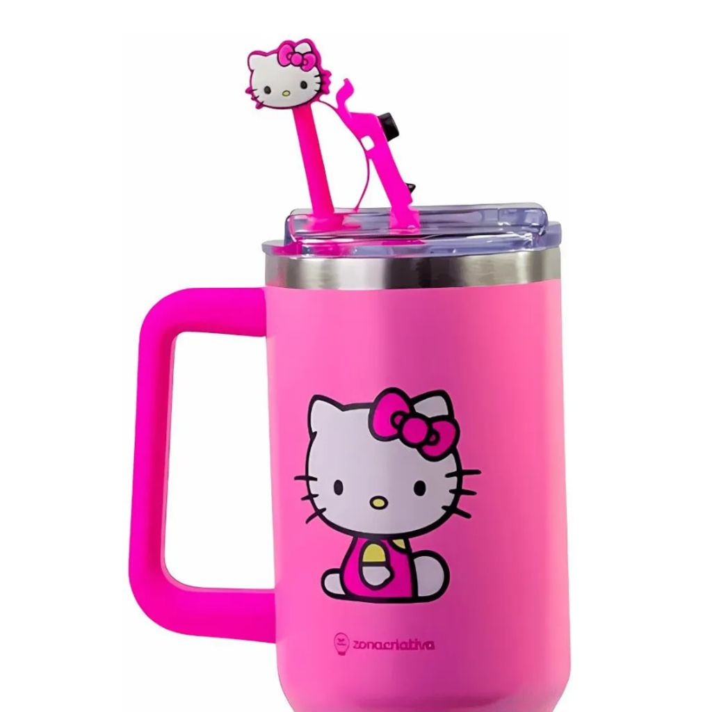 Canecão Térmico Tumbler com Pingente Hello Kitty 1,15L Zona Criativa