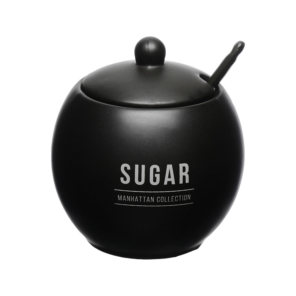 Açucareiro Manhattan em Porcelana Preto 10x10x10,5cm 350ml Hauskraft