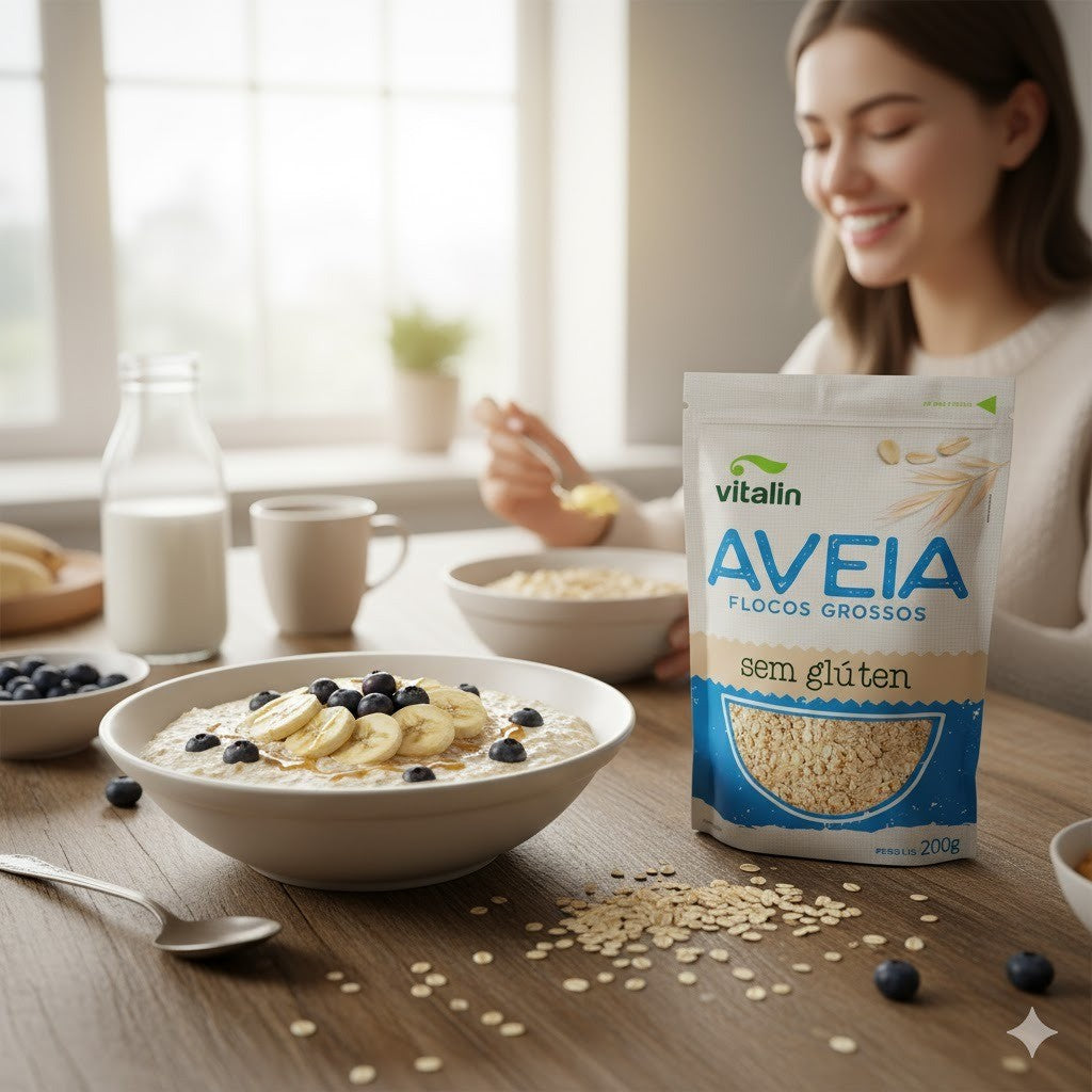 Aveia em Flocos Grossos Sem Glúten 200g Vitalin