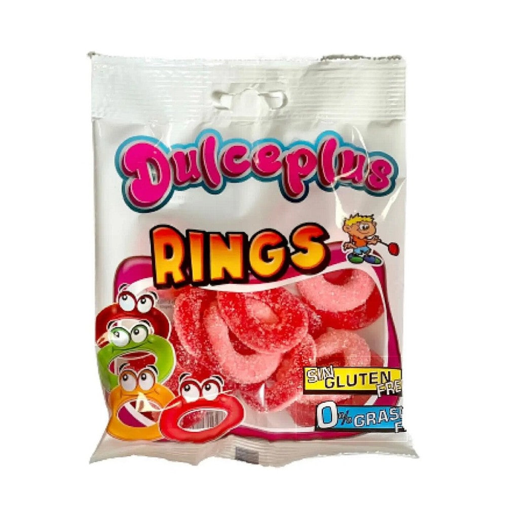 Bala Sour Strawberry Rings 100g Dulceplus