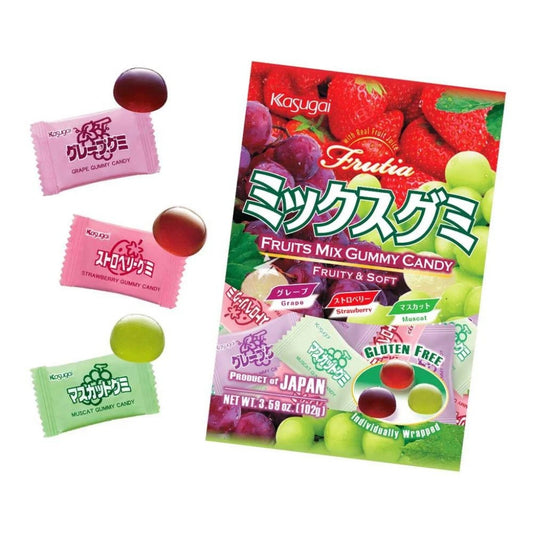 Bala de Goma Japonesa Mix de Frutas 102g Kasugai