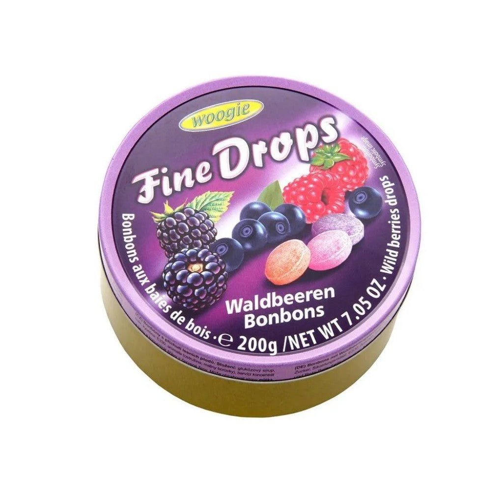 Balas de Frutas Silvestres Fine Drops Woogie Lata 200g