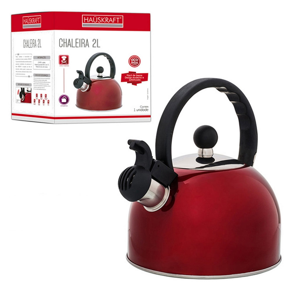 Chaleira Inox Vermelha 2L