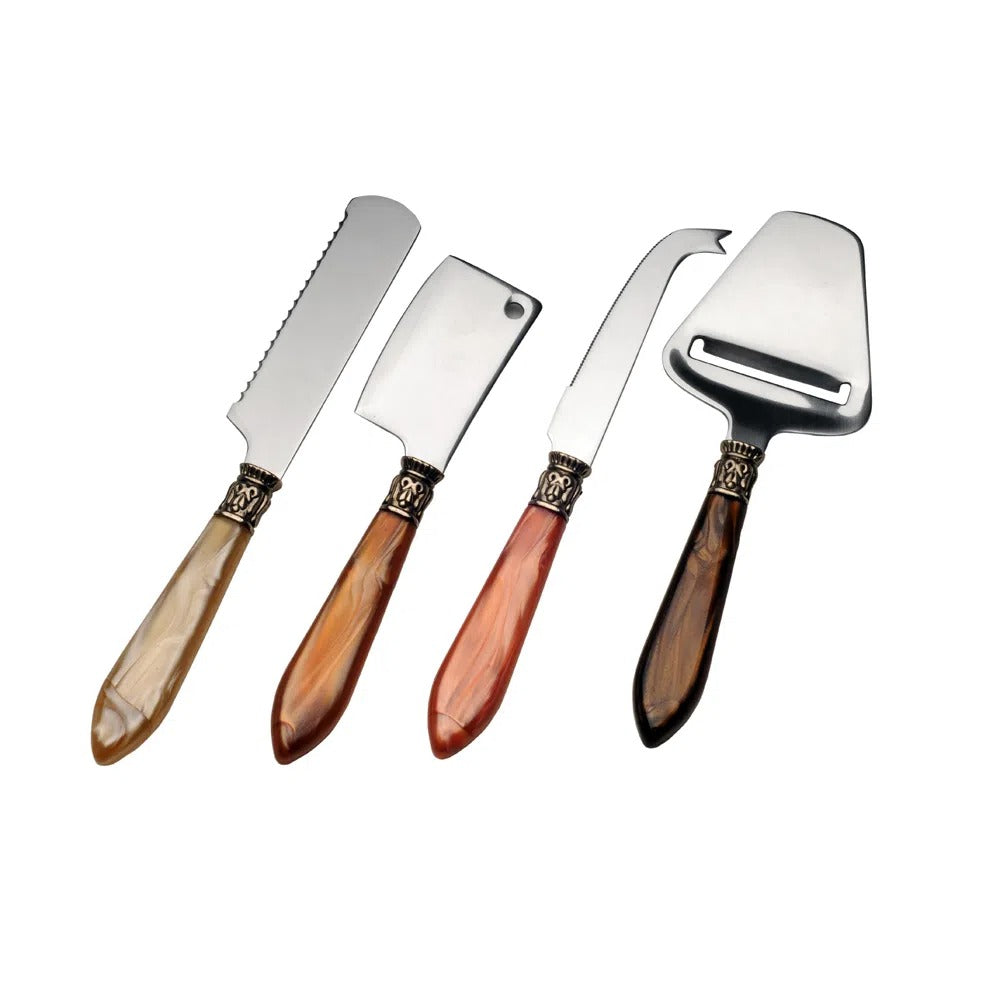 CONJUNTO 4 FACAS PARA QUEIJO INOX PEROLA KENYA