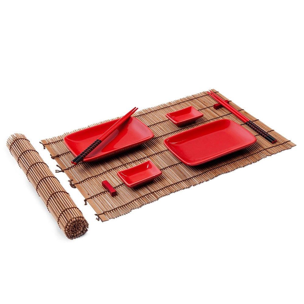 Conjunto para Comida Oriental Nankin Vermelho para 2 pessoas com 10 peças