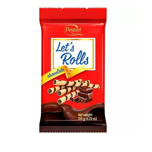 Canudos de Wafer Chocolate Lets Rolls 120g Bogutti