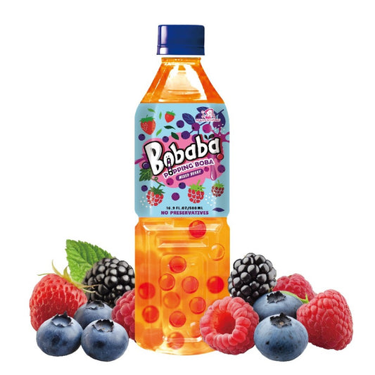 Chá Bubble Sabor Frutas Vermelhas 500ml Popping Boba