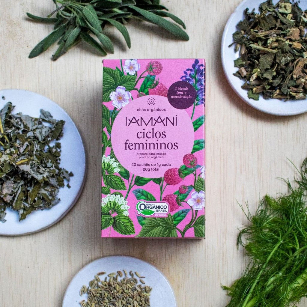 Chá Orgânico Ciclos Femininos Tpm Menstruação 20g Iamani