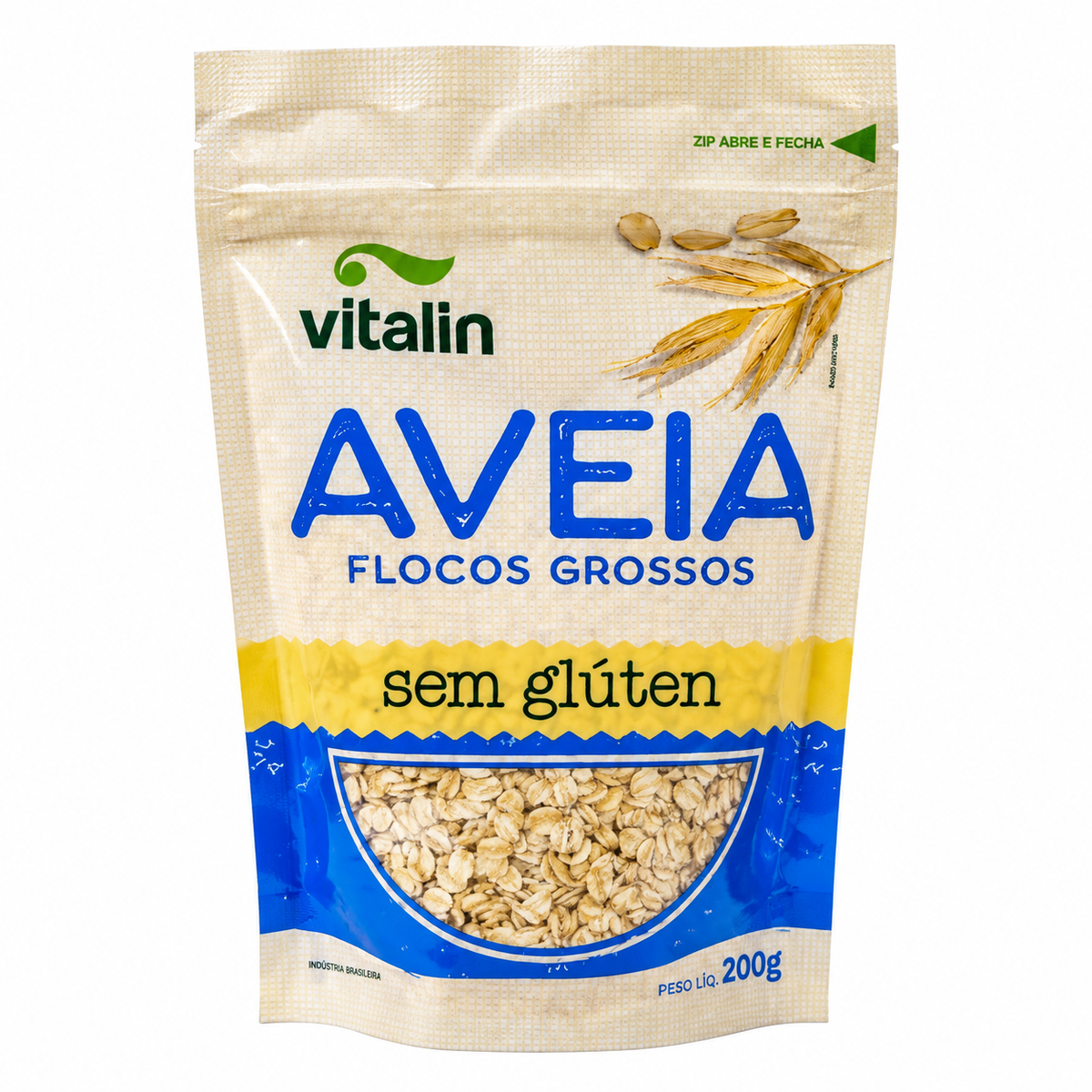 Aveia em Flocos Grossos Sem Glúten 200g Vitalin