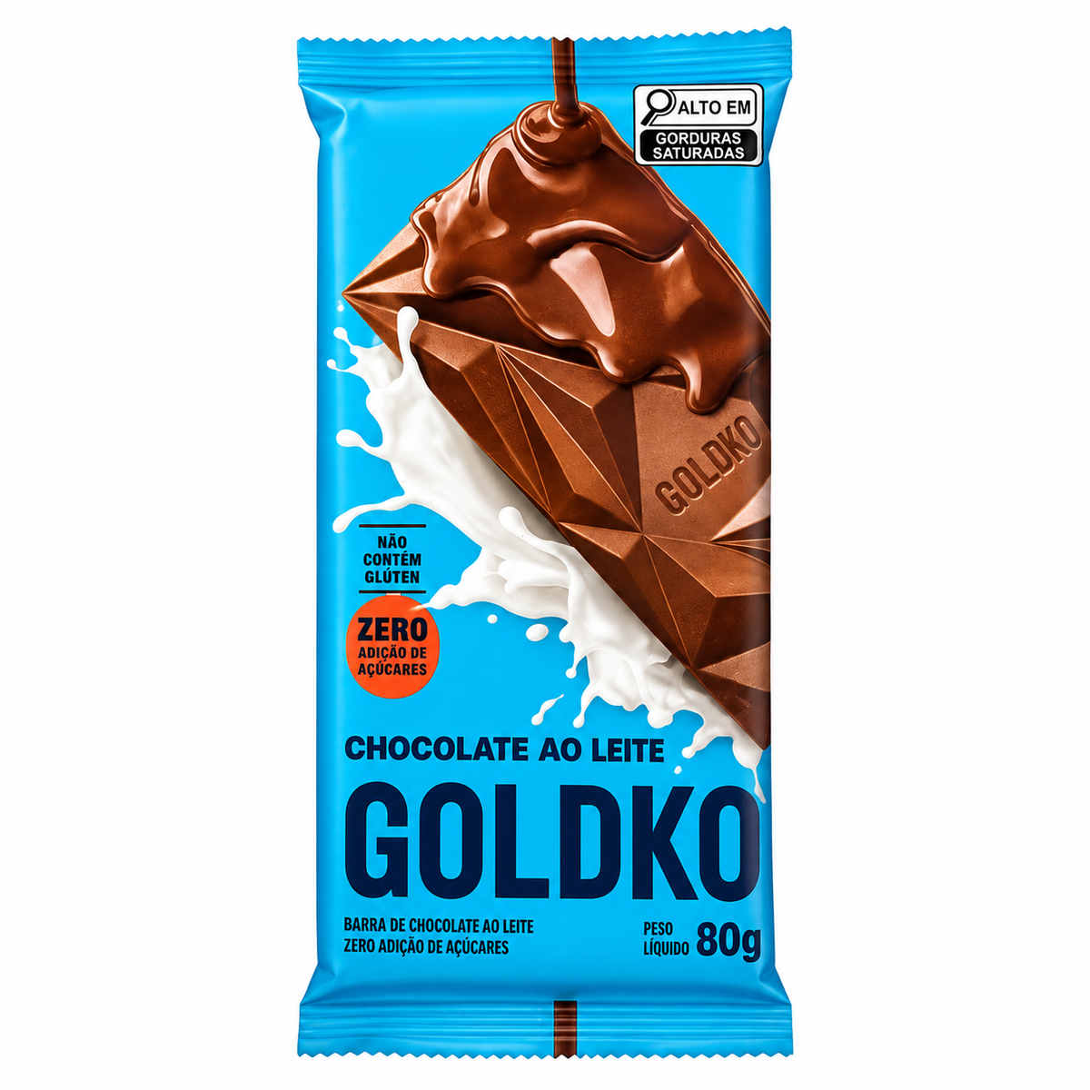 Barra de Chocolate ao Leite Zero Açucar 80g - Goldko