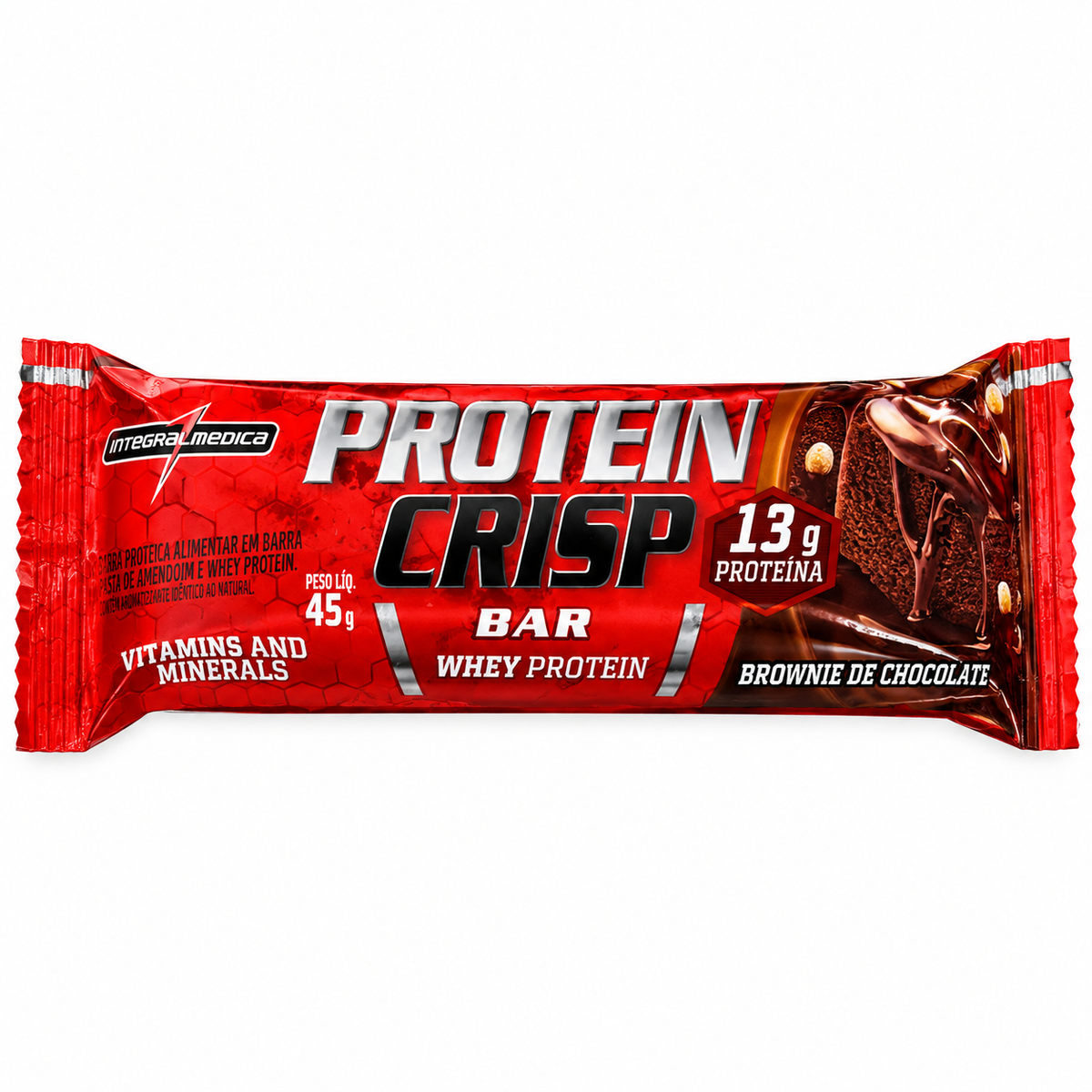 BARRA WHEY PROTEIN CRISP BROWNIE DE CHOCOLATE 45G INTEGRAL MEDICA