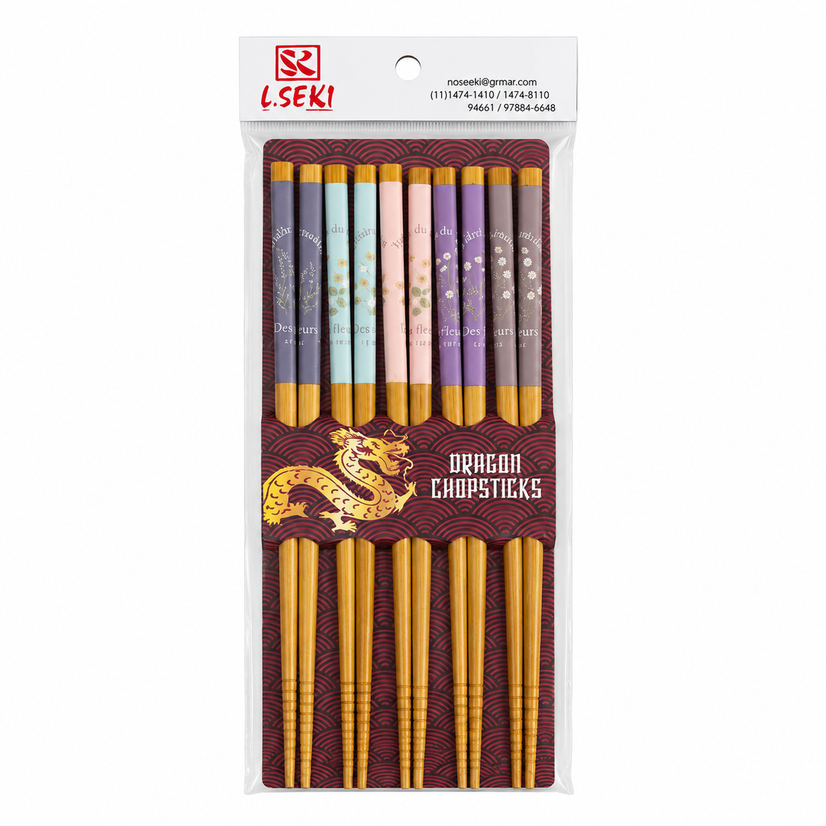 Hashi Lunto Misto Empório Daruma 5 Pares Bambu Premium