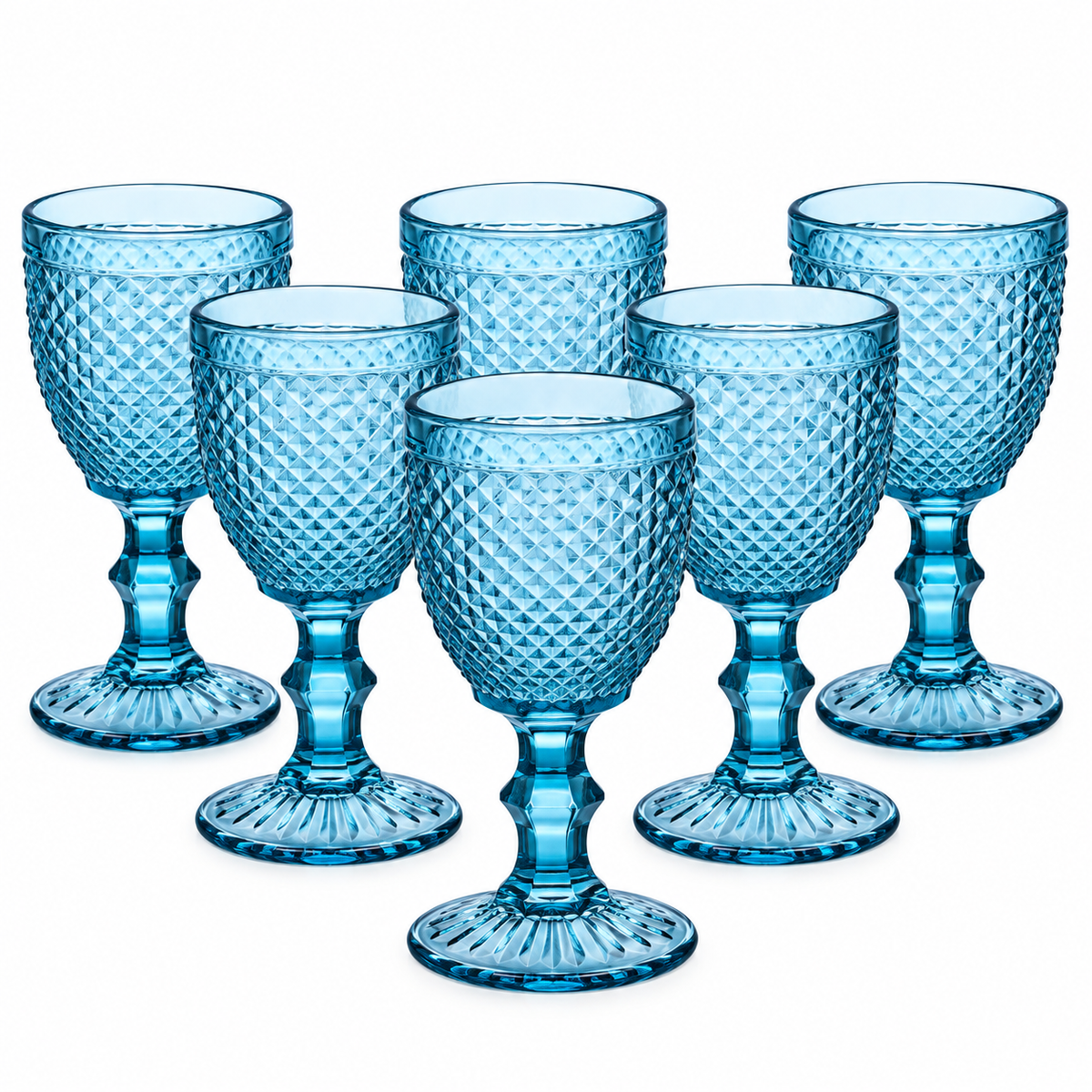 Conjuntos 6 Taças para Água Bico de Jaca 320ml Azul - Hauskraft