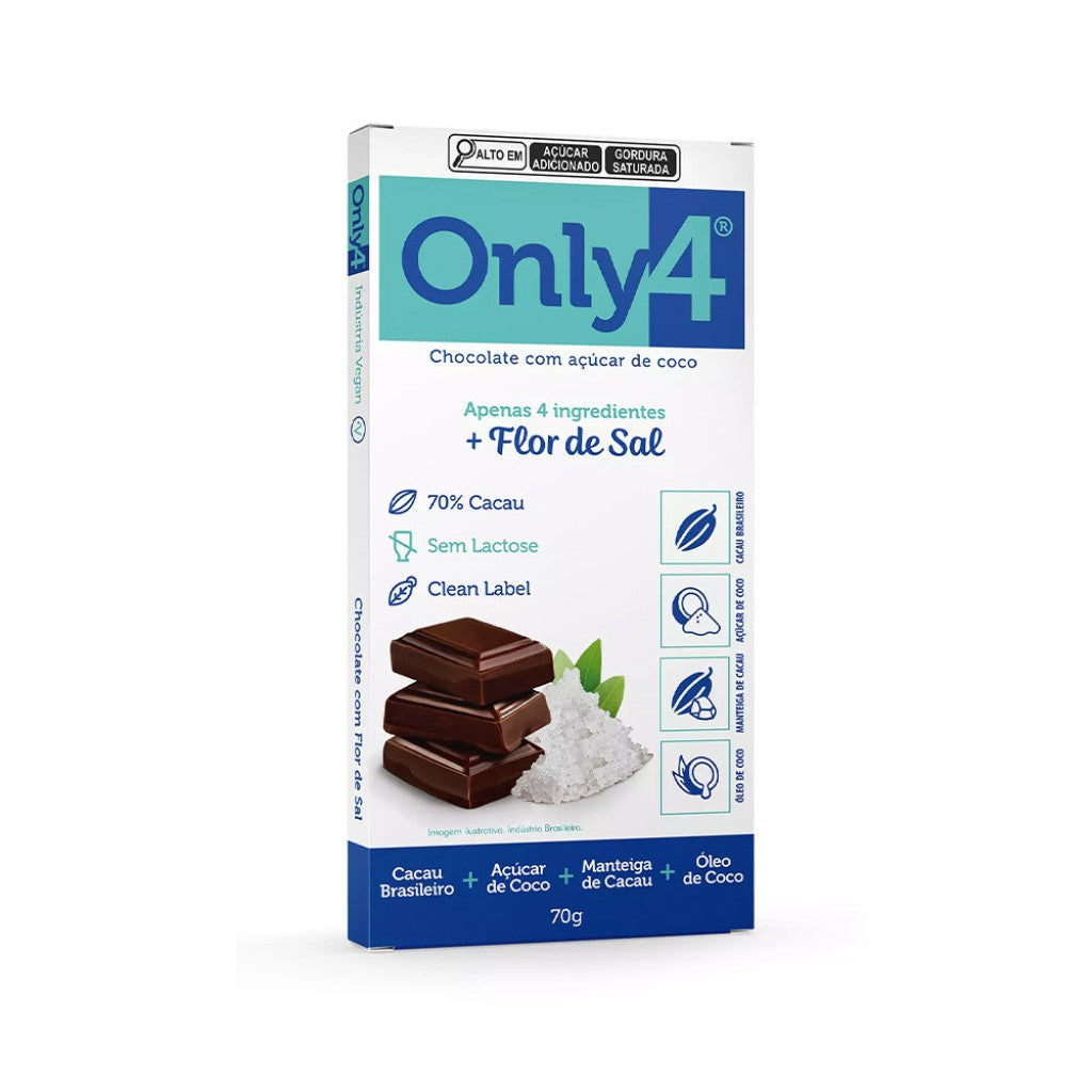 Chocolate 70% com Açúcar de Coco e Flor De Sal 80g