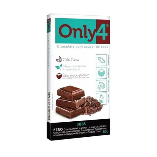 Chocolate 70% Cacau Nibs 80g Only4