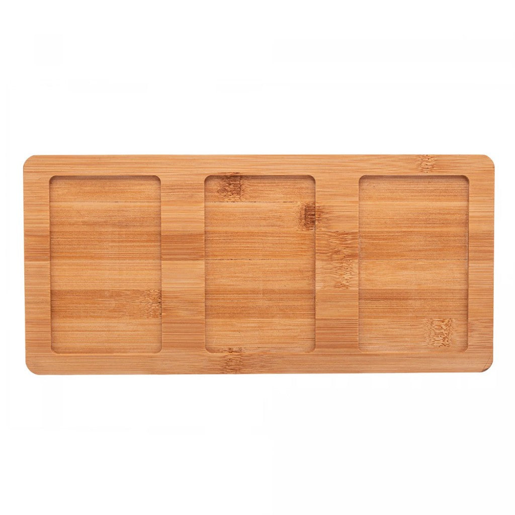 Conjunto 3 Petisqueiras com Bandeja em Bambu 31x14,5x3,5cm Lyor