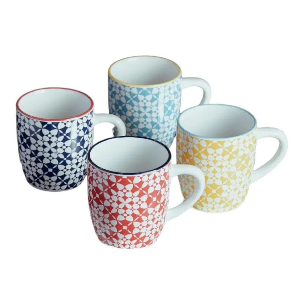 Conjunto 4 Canecas Holambra Coloridas Cerâmica Wolff