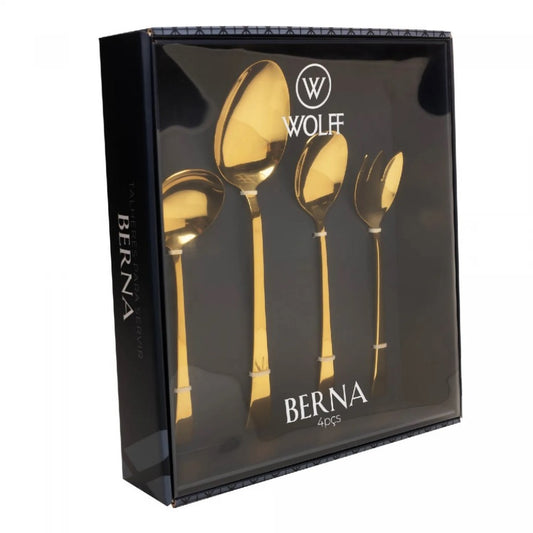Conjunto 4 Peças Berna para Servir Aço Inox Dourado Wolff