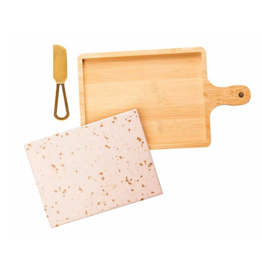 Conjunto com 3 Peças para Queijo Bandeja Quadrada 29x17x1,5cm Lyor