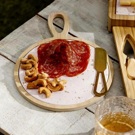 Conjunto com 3 Peças para Queijo com Bandeja Redondo 20x28x1,5cm Lyor