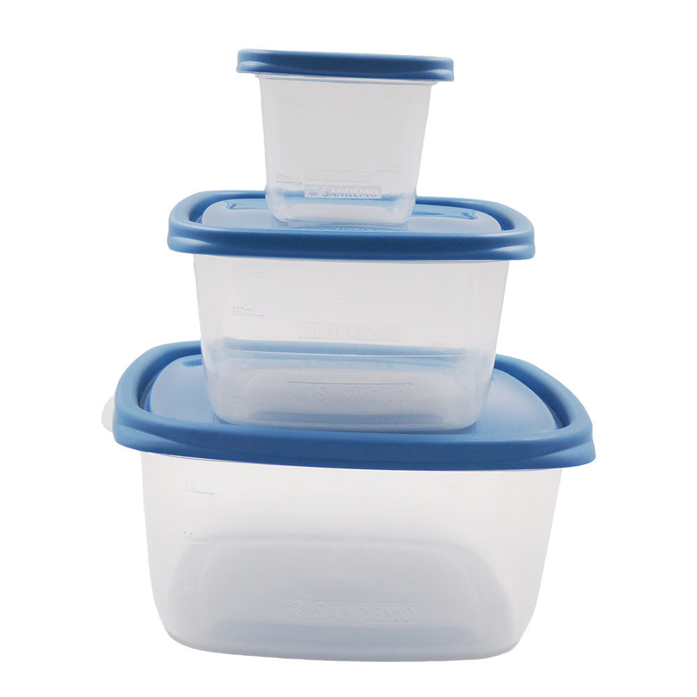 Conjunto com 3 Potes Plástico 200ml/800ml/1,9l