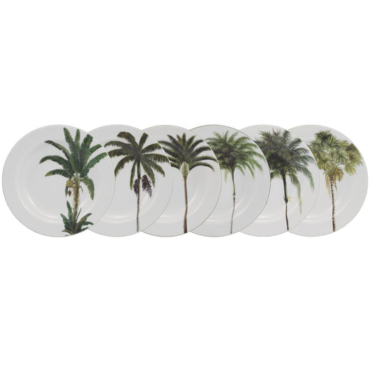 Conjunto de 6 Pratos Fundos de Porcelana Palmeira 22cm Schmidt