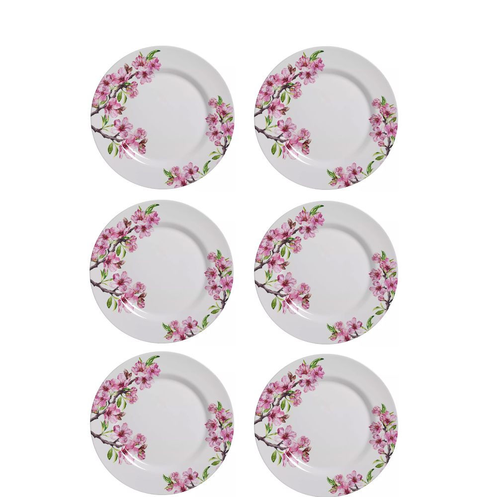 Conjunto de 6 Pratos Rasos Cerejeira 28,5x2,2cm Alleanza