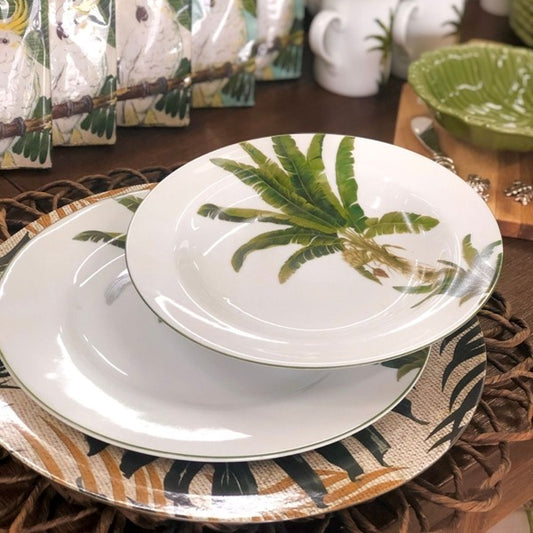 Conjunto de 6 Pratos de Sobremesa de Porcelana Palmeira 27cm Schmidt