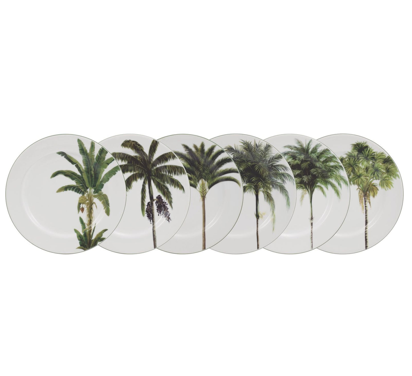 Conjunto de 6 Pratos de Sobremesa de Porcelana Palmeira 27cm Schmidt