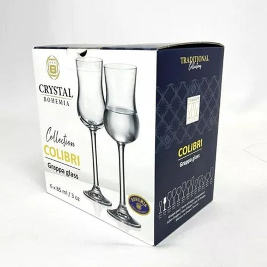 Conjunto de 6 Taças Colibri para Grappa 85ml Crystal Bohemia
