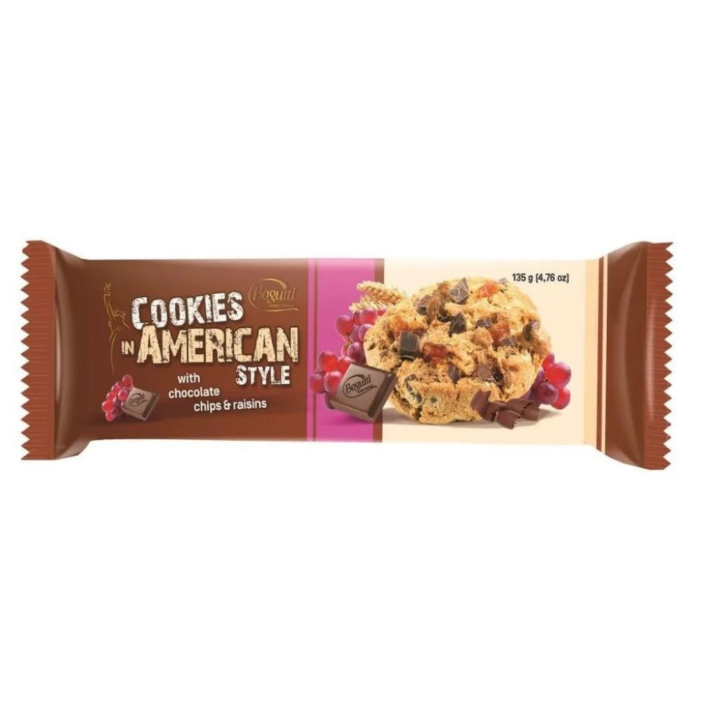 Cookies In American Style Chocolate/Uvas Passas 135g Bogutti