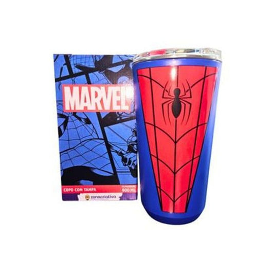 Copo com Tampa Homem Aranha Marvel 500ml Zona Criativa