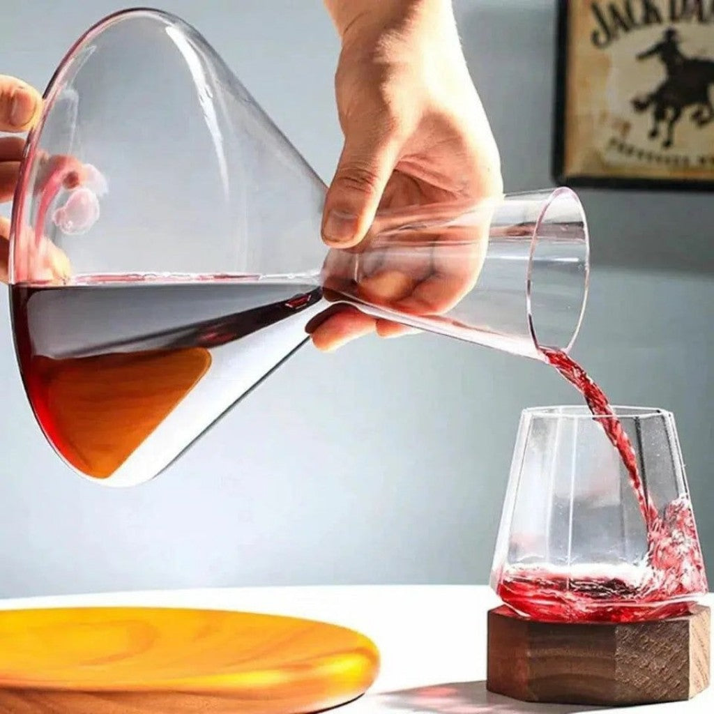 Decanter em Cristal Ecológico Base de Madeira 2,3L Fracalanza