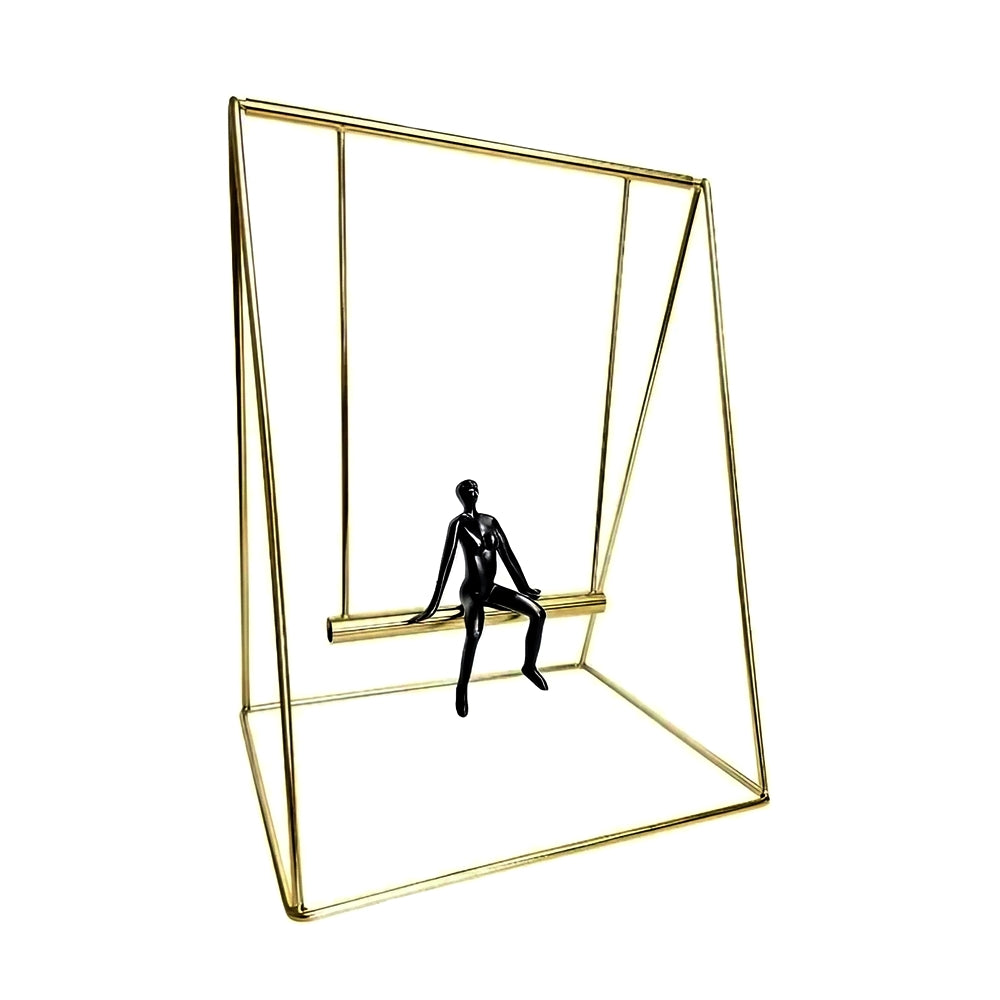 ESCULTURA MULHER NO BALANCO METAL 29X18X14CM LILIAN