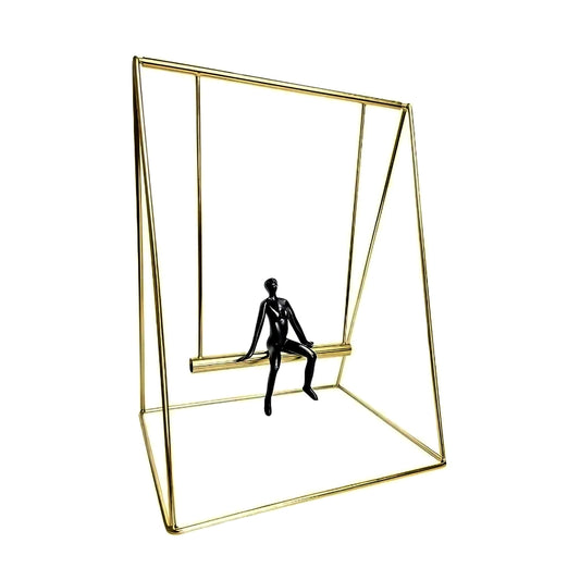ESCULTURA MULHER NO BALANCO METAL 29X18X14CM LILIAN