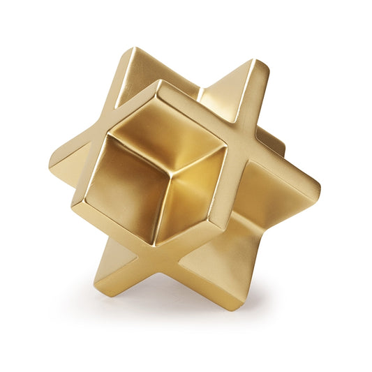 ESCULTURA XIS EM POLIRESINA DOURADA 14,5CM MART