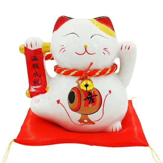 Enfeite de Porcelana Gato da Sorte 10cm Sortido Tenda