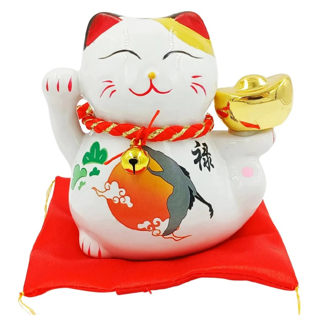 Enfeite de Porcelana Gato da Sorte 10cm Sortido Tenda