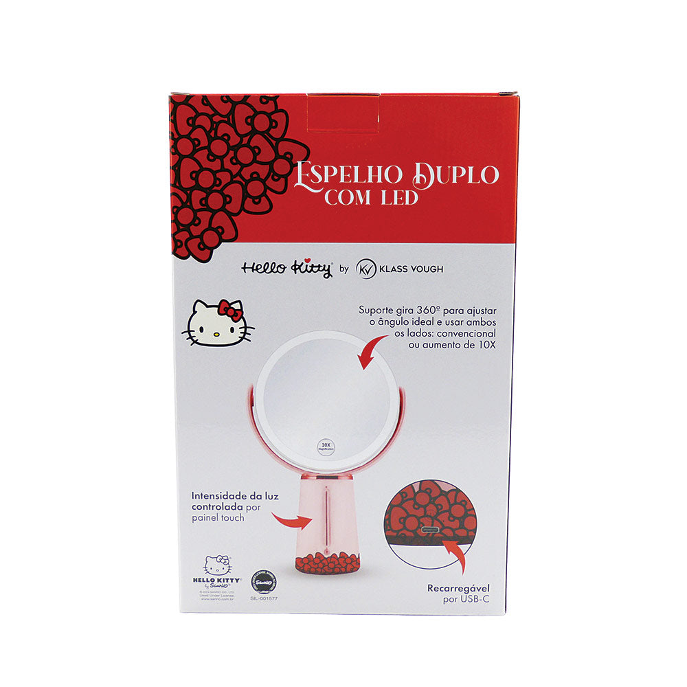 Espelho Duplo de Aumento em 10x com Led Hello Kitty